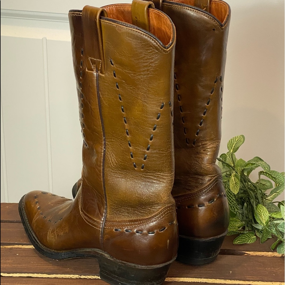 Unique Vintage Brown Threaded Wrangler Boot - Picture 4 of 13